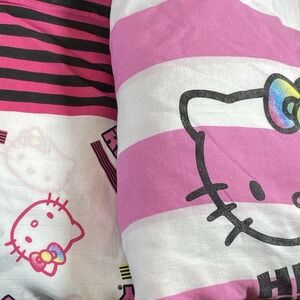 Hello Kitty Sanrio Full Sheets Flat Fitted Set‎ Striped Y2K Bedding Kawaii Cute